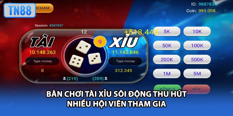 Bàn chơi Tài Xỉu sôi động thu hút nhiều hội viên tham gia