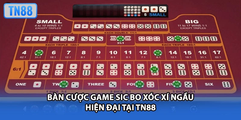 Bàn cược game Sic Bo xóc xí ngầu hiện đại tại TN88