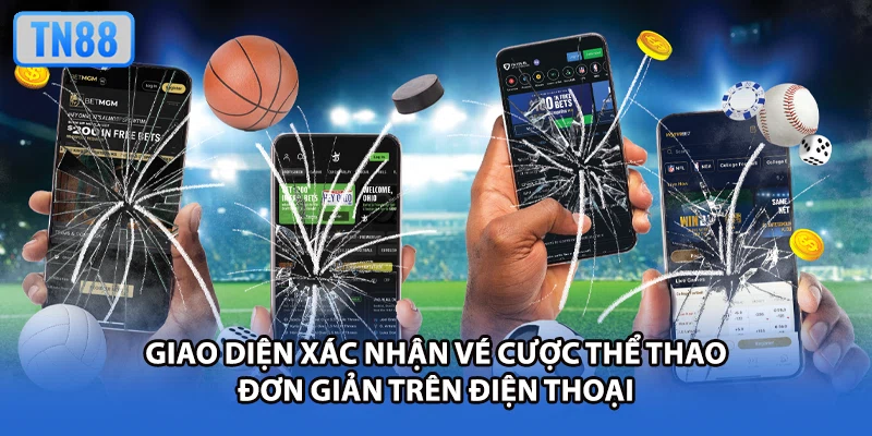 Giao diện xác nhận vé cược thể thao đơn giản trên điện thoại