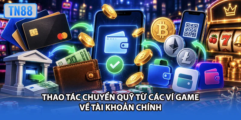 Thao tác chuyển quỹ từ các ví game về tài khoản chính