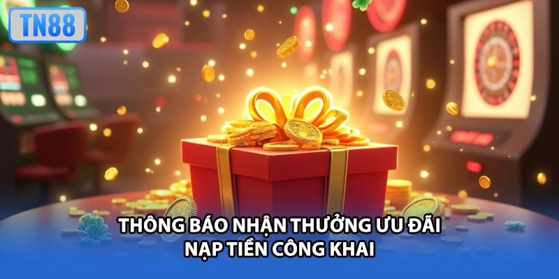 Thông báo nhận thưởng ưu đãi nạp tiền công khai