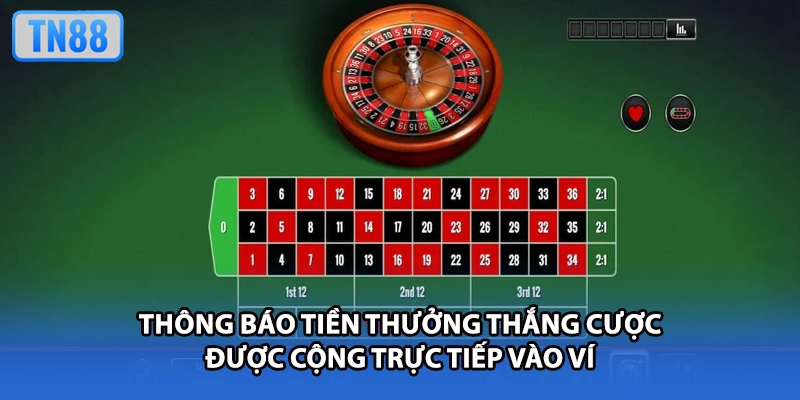 Thông báo tiền thưởng thắng cược được cộng trực tiếp vào ví